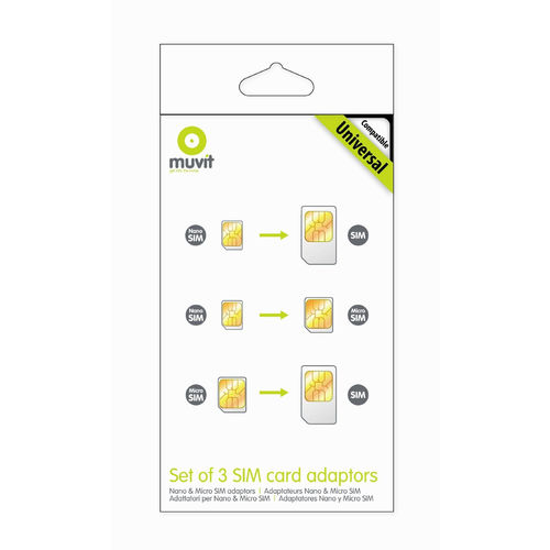 Pack Muvit 3 Adaptadores Memoria Sim Para Nanosim Y Microsim | Quonty.com | MUMIC0003