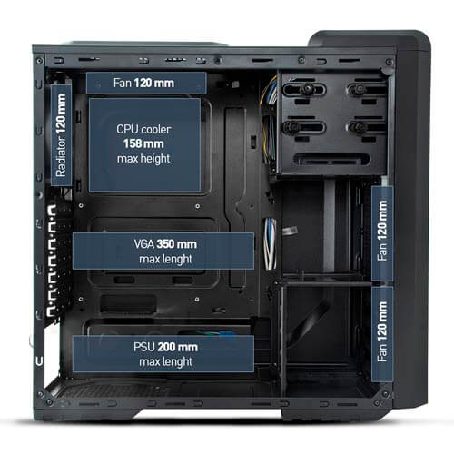 Caja Semitorre/Atx Nox Coolbay Sx Usb3.0 Negra Leds | Quonty.com | NXCBAYSX