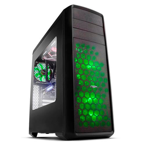 Caja Semitorre/Atx Nox Coolbay Zx Usb3.0 Led-Verde | Quonty.com | NXCBAYZXGR