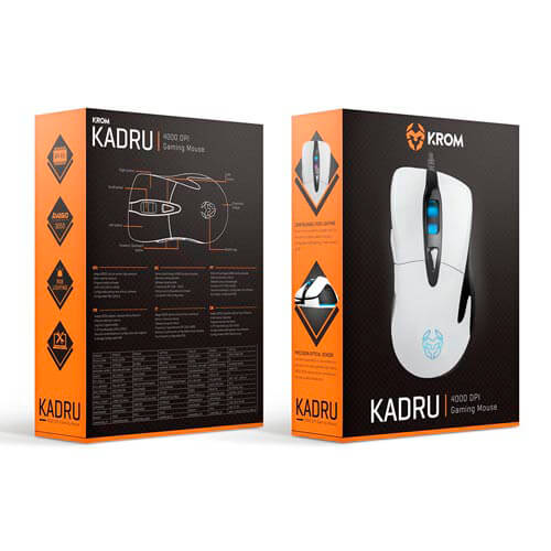 Raton Nox Krom Kadru Gaming Optico 4000dpi Usb Blanco | Quonty.com | NXKROMKDRUW