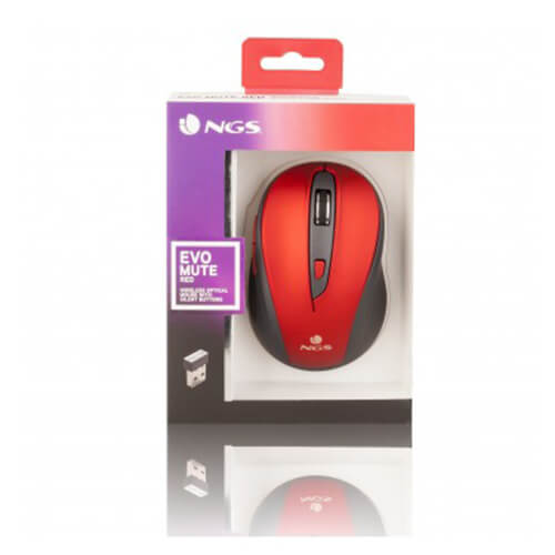 Ratón Inalámbrico Ngs Evo Mute Red - 800/1600 Dpi - 2.4 Ghz | Quonty.com | EVOMUTERED