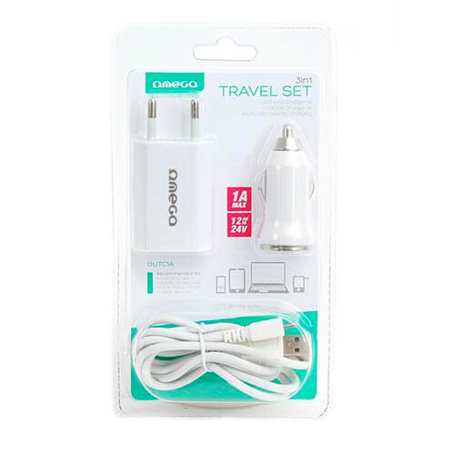 Cargador Coche/Pared Omega Outc1a 1usb 1a +Cable Microusb | Quonty.com | OUTC1A