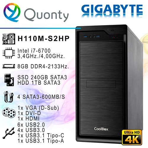 Ord. Professional Intel I7-6700 Gigabyte H110m-S2hp 8gb | Quonty.com | ORDHLG6700-H1S2