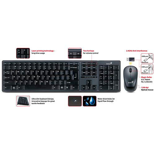 Combo Teclado/Raton Genius Slimstar 8000me Inalambrico | Quonty.com | PE30164000