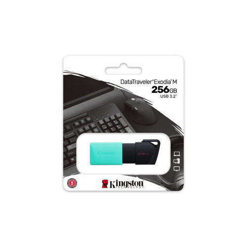 Pendrive Kingston 256gb Usb3.2 Dt Exodia M Gen1 Negro/Turquesa | Quonty.com | DTXM/256GB
