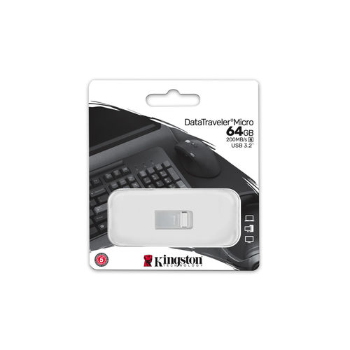 Pendrive Kingston 64gb Usb3.2 Dtmicro Gen Metal | Quonty.com | DTMC3G2/64GB