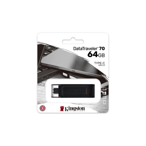 Pendrive Kingston 64gb Usb-C 3.2 Dt70 Negro | Quonty.com | DT70/64GB