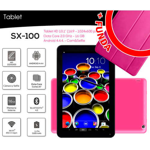 Pack Tablet Woxter Sx-100 10.1'' Octacore 1gb-16gb Rosa | Quonty.com | PK-SX100+FR