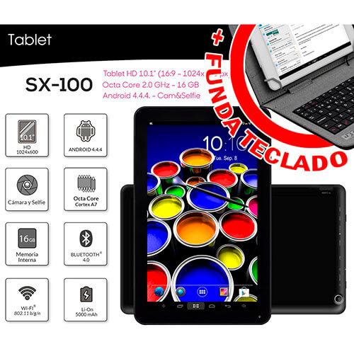 Pack Woxter Sx 100 Octa 10,1 16gb Bt4.0 A4.4.4 Negra | Quonty.com | PK-SX100FTN