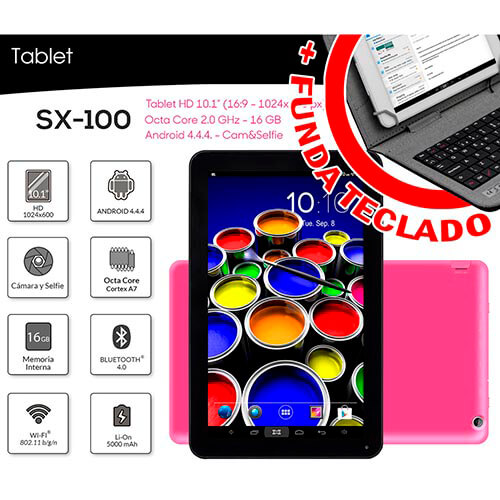 Pack Woxter Sx 100 Octa 10,1 16gb Bt4.0 A4.4.4 Rosa | Quonty.com | PK-SX100FTR