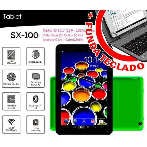 Pack Woxter Sx 100 Octa 10,1 16gb Bt4.0 A4.4.4 Verde | Quonty.com | PK-SX100FTV