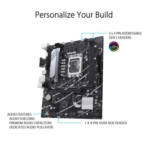 Placa Asus Prime B760m-K D4 Intel1700 2ddr4 Hdmi Pcie4.0 4sata3 Usb3.2 Matx | Quonty.com | 90MB1DS0-M1EAY0