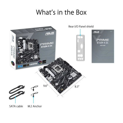 Placa Asus Prime B760m-K D4 Intel1700 2ddr4 Hdmi Pcie4.0 4sata3 Usb3.2 Matx | Quonty.com | 90MB1DS0-M1EAY0