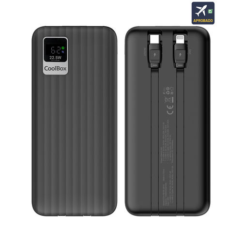 Powerbank Coolbox Dp10 10000mah Cable Integrado Negro | Quonty.com | COO-PB10K-DP10