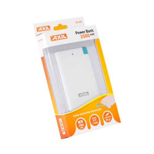 Powerbank Axil Pwb2500 Blanco 2500mah | Quonty.com | PWB2500