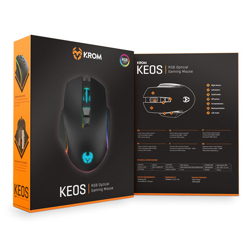 Raton Krom Keos Gaming 6400dpi Rgb Usb Negro | Quonty.com | NXKROMKEOS