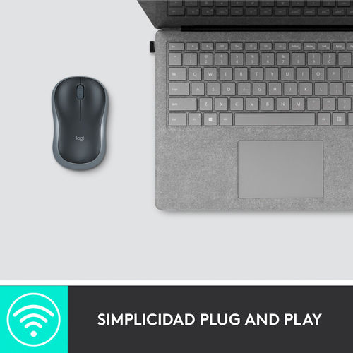 Raton Logitech M185 Optico 1000dpi Inalambrico Negro/Gris | Quonty.com | 910-002238