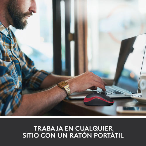Raton Logitech M185 Optico 1000dpi Inalambrico Negro/Rojo | Quonty.com | 910-002240
