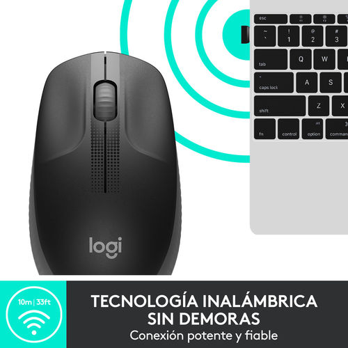 Raton Logitech M190 Inalambrico 1000 Dpi Gris Marengo | Quonty.com | 910-005905