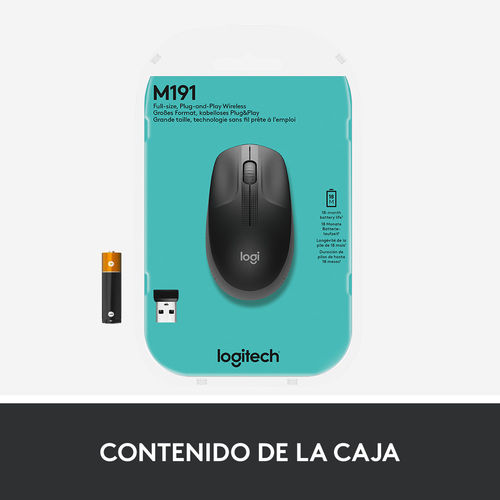 Raton Logitech M190 Inalambrico 1000 Dpi Gris Marengo | Quonty.com | 910-005905