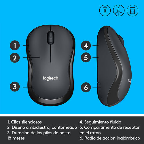 Raton Logitech M220 Silent Inalambrico Negro | Quonty.com | 910-004878