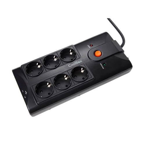 Regleta Coolbox 6 Tomas + 2 Usb | Quonty.com | COO-BE6U2
