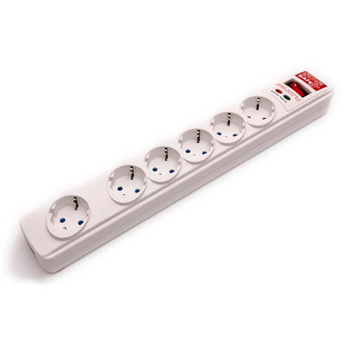 Regleta Salicru Safe 6 6tomas Schuko Máxima Corriente 8.000a | Quonty.com | 680BA-03