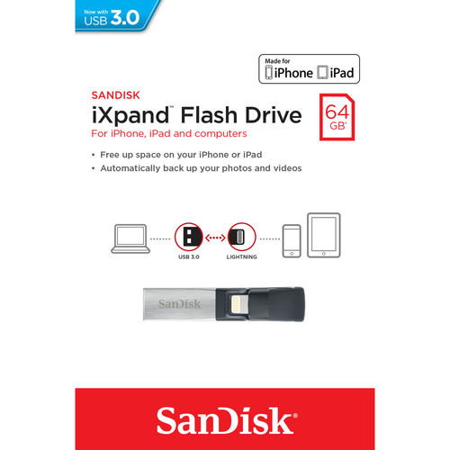 Pendrive Sandisk 64gb Usb 3.0 Ixpand Negro/Plata | Quonty.com | SDIX30N-064G-GN6NN