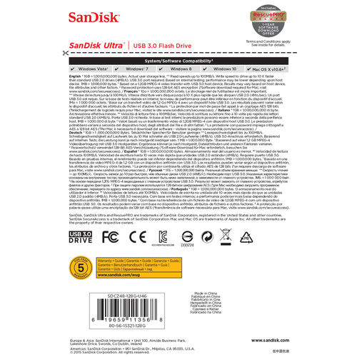 Pendrive Sandisk Cruzer Ultra 128gb Usb 3.0 Negro | Quonty.com | SDCZ48-128G-U46