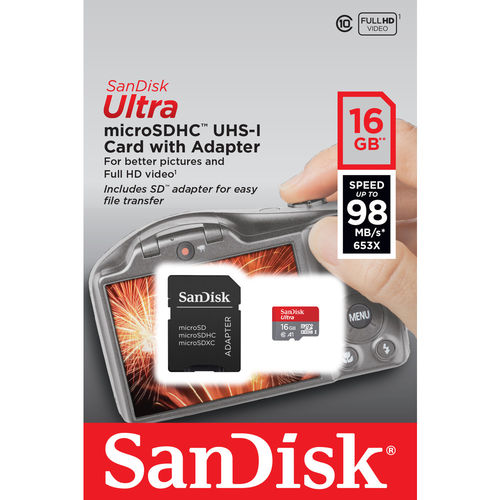 Microsd Sandisk 16gb Cl10 Uhs-I Adaptador Sd | Quonty.com | SDSQUAR-016G-GN6IA