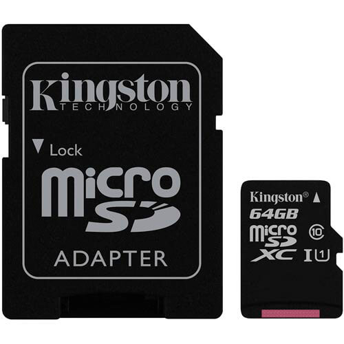 Microsd Kingston 64gb Cl10 Uhs-I Adaptador Sd | Quonty.com | SDC10G2/64GB