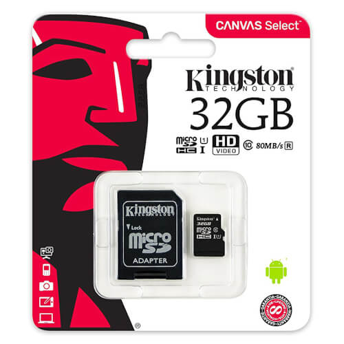 Microsd Kingston 32gb Cl10 Uhs-I Canvas Select +Adaptador | Quonty.com | SDCS/32GB