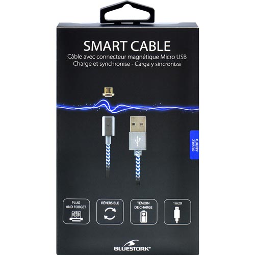 Cable Usb Bluestork Usb2.0 A/M - Micro Usb2.0 B/M 1.2m Negro | Quonty.com | SMART-MU-MAG