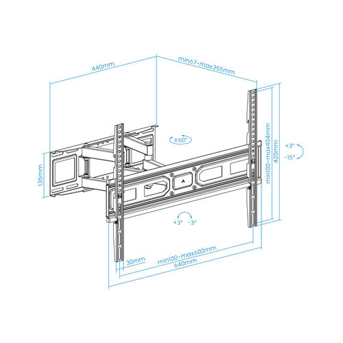 Soporte Pared Monitor/Tv Tooq Lp7866tn-B 37''/80'' Max.40kg Negro Inclinable/Giratorio | Quonty.com | LP7866TN-B