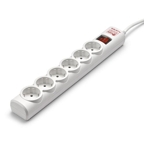 Regleta Salicru Sps-Safe-6 6tomas Blanca C/Interruptor | Quonty.com | SPS-SAFE-6
