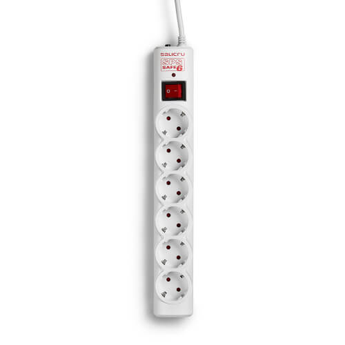 Regleta Salicru Sps-Safe-6 6tomas Blanca C/Interruptor | Quonty.com | SPS-SAFE-6