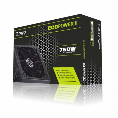Fuente Tooq Ecopower Ii 750w Pfc-Activo 14cm Atx | Quonty.com | TQEP-750SP