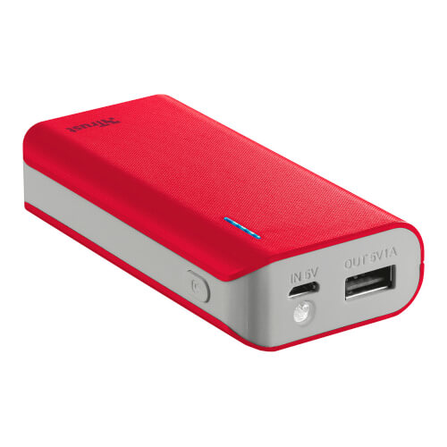 Powerbank/Bateria Externa Trust Urban Primo Roja 4400mah | Quonty.com | 21226