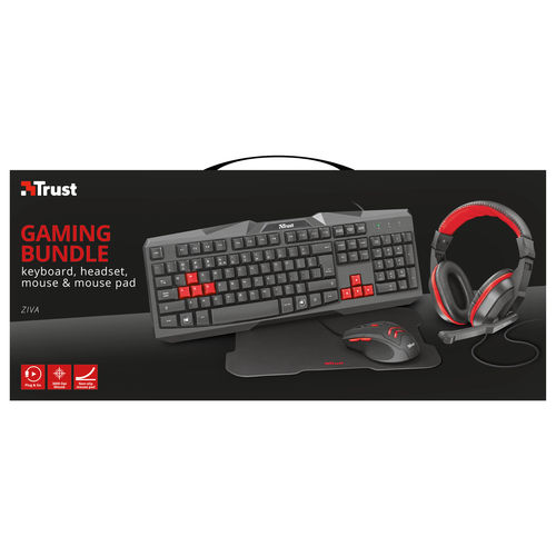 Combo Gaming Trust Ziva Teclado/Auriculares/Raton/Alfombrill | Quonty.com | 22312