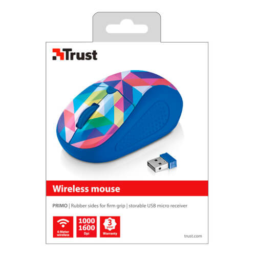 Ratón Trust Primo Blue Geometry 1600dpi Usb | Quonty.com | 21480