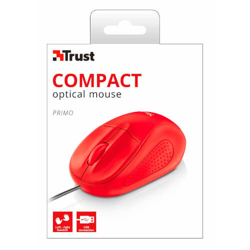 Ratón Trust Primo Optical Compact Mouse Red 1000dpi | Quonty.com | 21793
