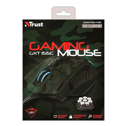 Raton Trust Gaming Gxt155c Verde Camuflaje Usb | Quonty.com | 20853