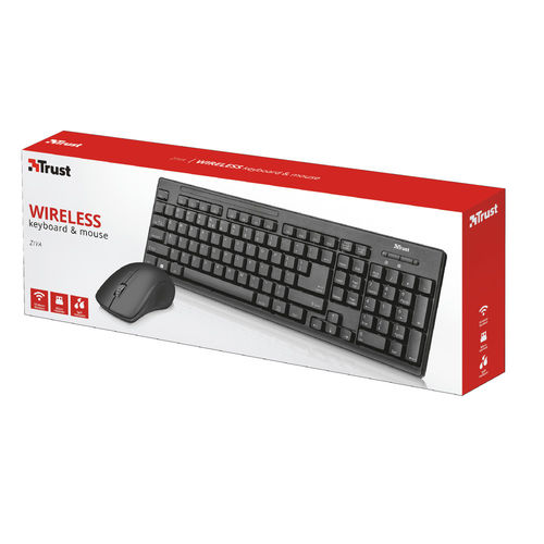 Combo Teclado/Raton Trust Ziva Inalambricos Usb Negro | Quonty.com | 22025