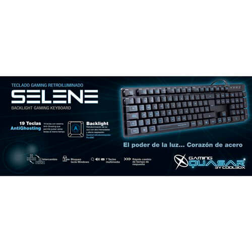 Teclado Coolbox Quasar Selene Gaming Usb Retroiluminado Azul | Quonty.com | QUA-TL014