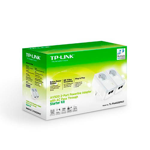 Kit 2 Powerline Tp-Link Tl-Pa4020pkit 2rj45/500mbps | Quonty.com | TL-PA4020PKIT