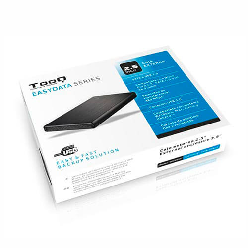 Caja Hdd Tooq Tqe-2502b 2.5'' Sata3 Usb2.0 9,5mm | Quonty.com | TQE-2502B