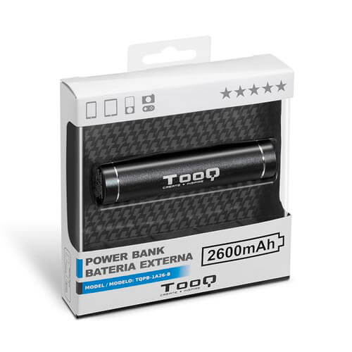 Powerbank/Bateria Externa Tooq Tqpb-1a26-B 2600mah Negro | Quonty.com | TQPB-1A26-B
