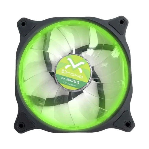 Ventilador 12cm 3go Droxio Negro Led Verde | Quonty.com | FAN12GL15