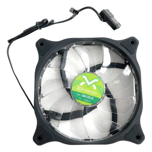 Ventilador 12cm 3go Droxio Negro Led Verde | Quonty.com | FAN12GL15