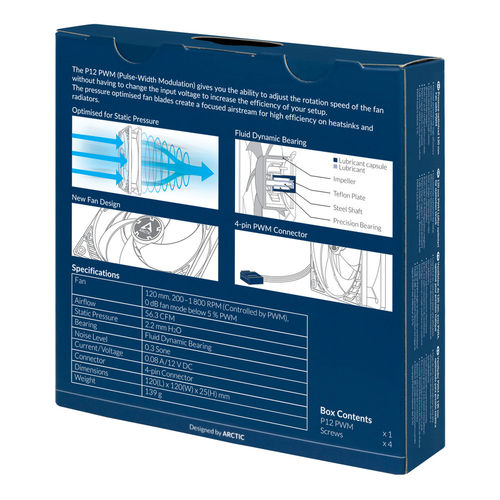 Ventilador 12cm Arctic P12 Pwm Negro | Quonty.com | ACFAN00119A
